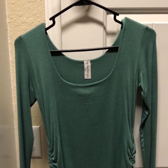 Ruched Mama Midi with Long Sleeves - Sea Green, 0 - Picture 6 of 9